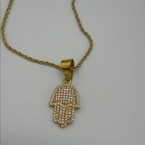 Gold Hamsa Pendant Necklace